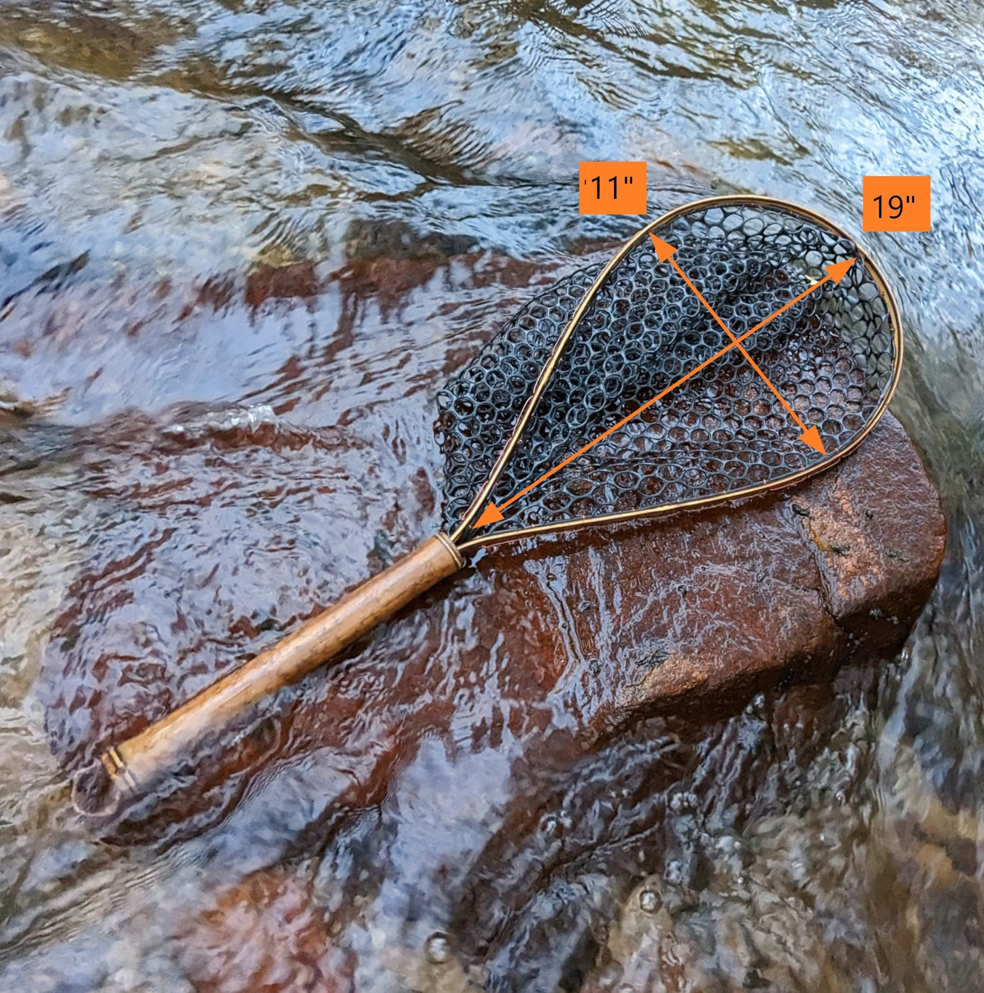 Fly Fishing Wooden Frame Landing Net with Rubber Net - China