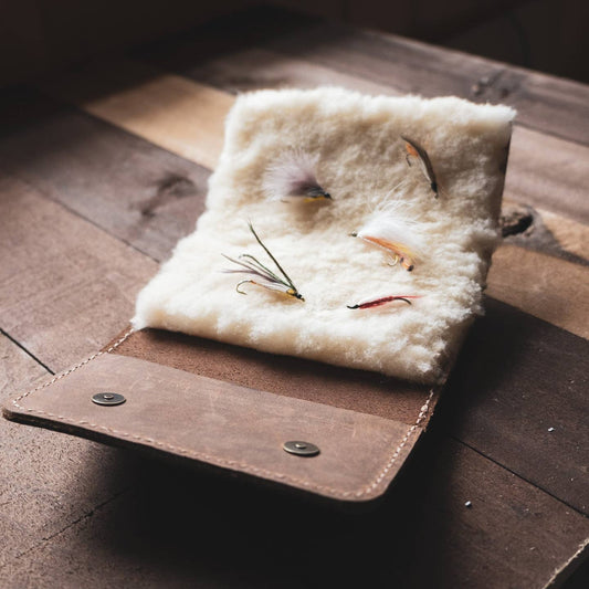 Leather & Shearling Fly Wallet