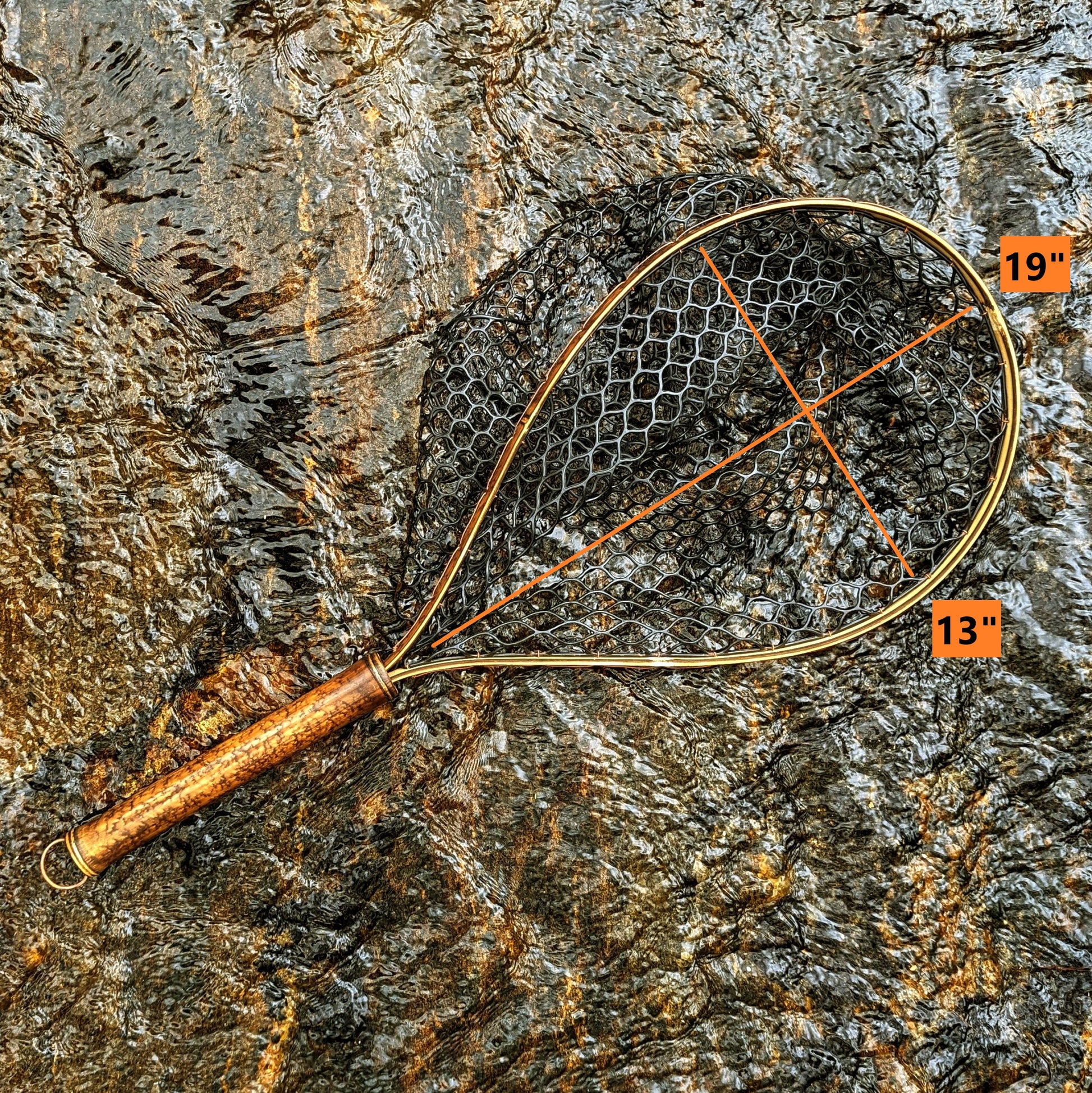 Fly Fishing Landing Net Wooden Handle Rubber/Nylon Landing Handle